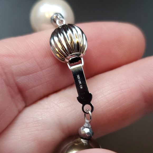 20 Inch Sterling Silver Beautiful Heavy Faux Pearl Unique Necklace - Picture 4 of 6